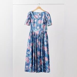 Laura Ashley Vintage Cotton Floral Midi Dress, size M